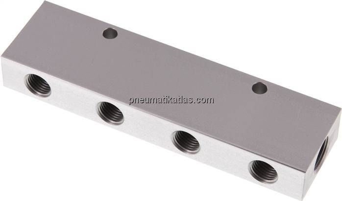 Verteilerleiste 2 x G 3/8"-8 x G 1/4", Aluminium eloxiert