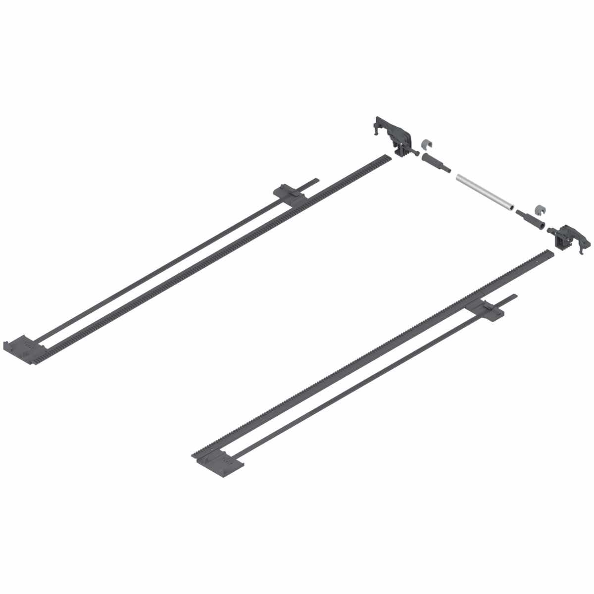 TANDEM Seitenstabilisierung, NL=750 mm, KB=1400 mm, Vollauszug, zum Ablängen, R7037 staubgrau