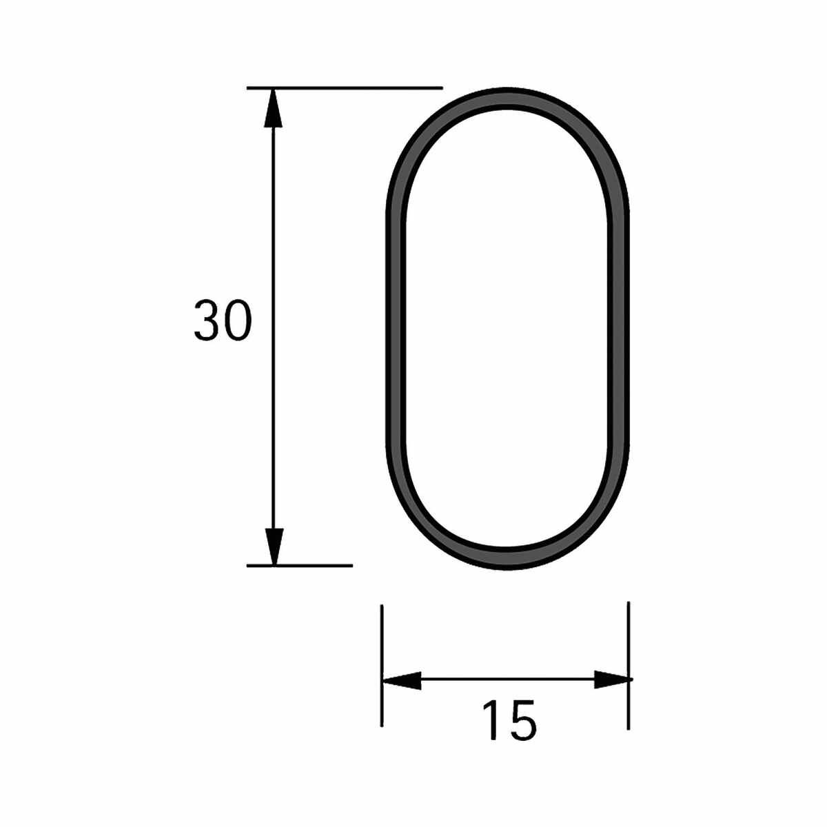Ovales Schrankrohr weiß pulverbeschichtet, 3000 mm