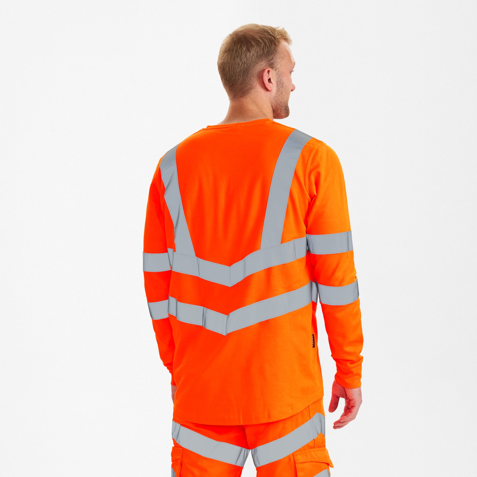 Safety Grandad langarm-Shirt Hi-vis Orange, Gr. L