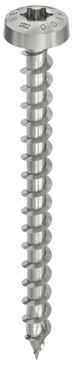 HECO-TOPIX-plus A2 5,0 x 25, Rundkopf, T-Drive, Variables Vollgewinde, blank, gleitbeschichtet, 200 Stück, SKV-Kleinverpackung