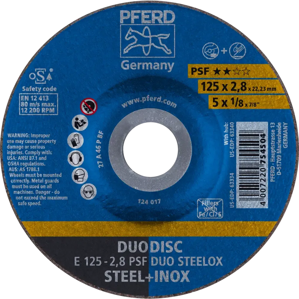 PFERD DUODISC Trenn-/Schleif. E 125x2,8x22,23mm gekr. Uni.-Linie