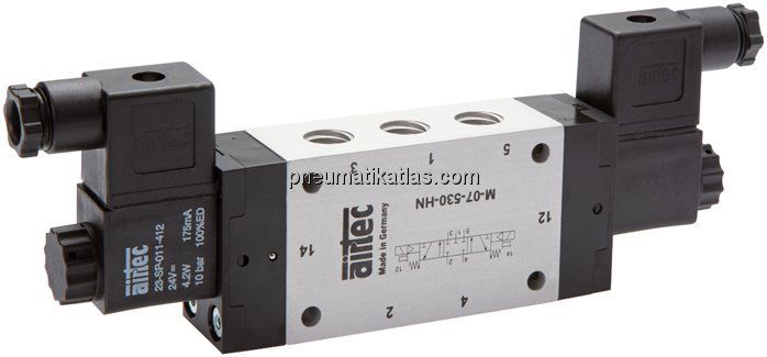 5/3-Wege Magnetventil, M 5, Mittelstellung geschlossen, 24 V=