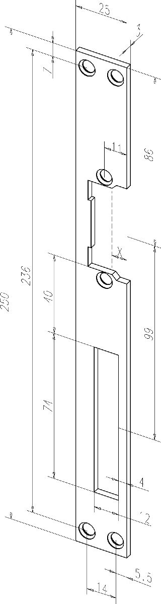 Schliessblech Flach 250x24mm verz. HZ 021 VE20