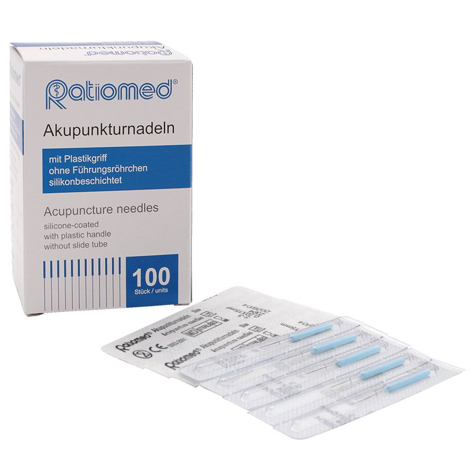 Akupunkturnadeln ratiomed 0,20 x 15 S3silikonbeschichtet (100 Stck.)mit PlastikgriffUK = 100 Pack