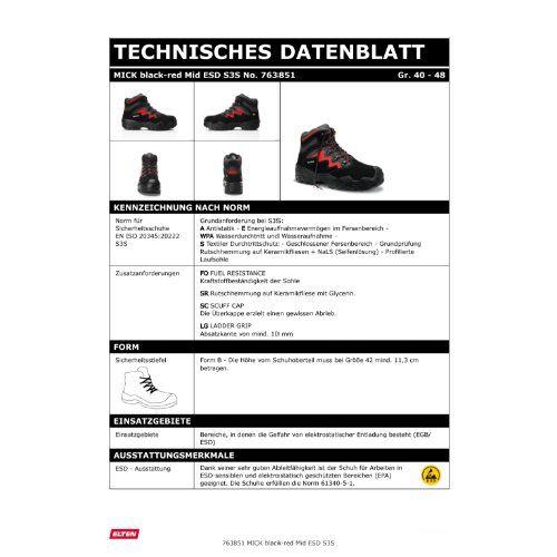ELTEN MICK Sicherheitsstiefel Mid S3S ESD, Schwarz, Gr. 43