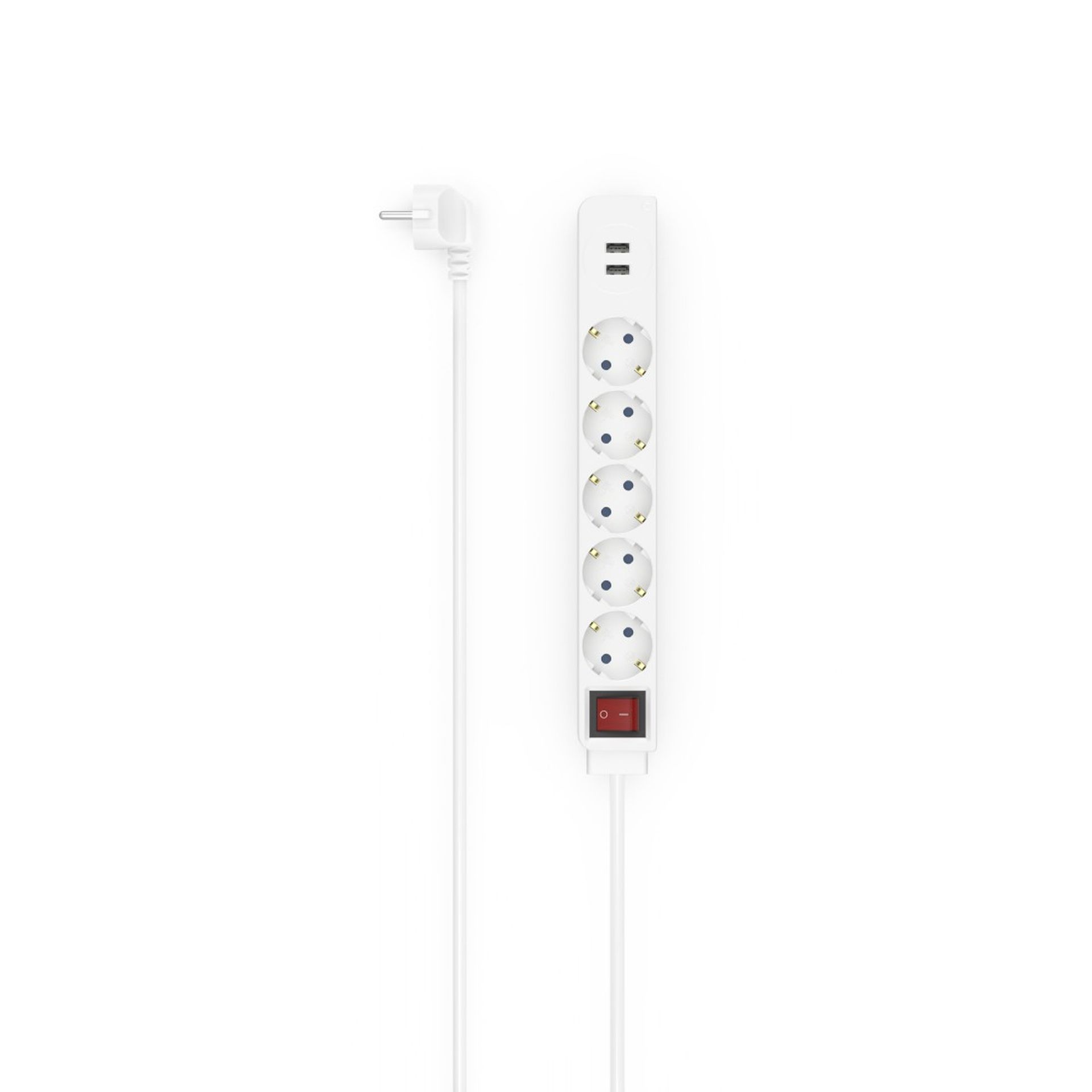 Steckdosenleiste 5fach USB-A Schalter 1,4m ws