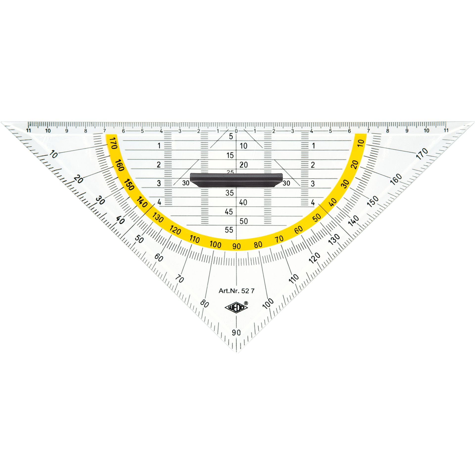 Geometriedreieck mit Griff 250mm transparent