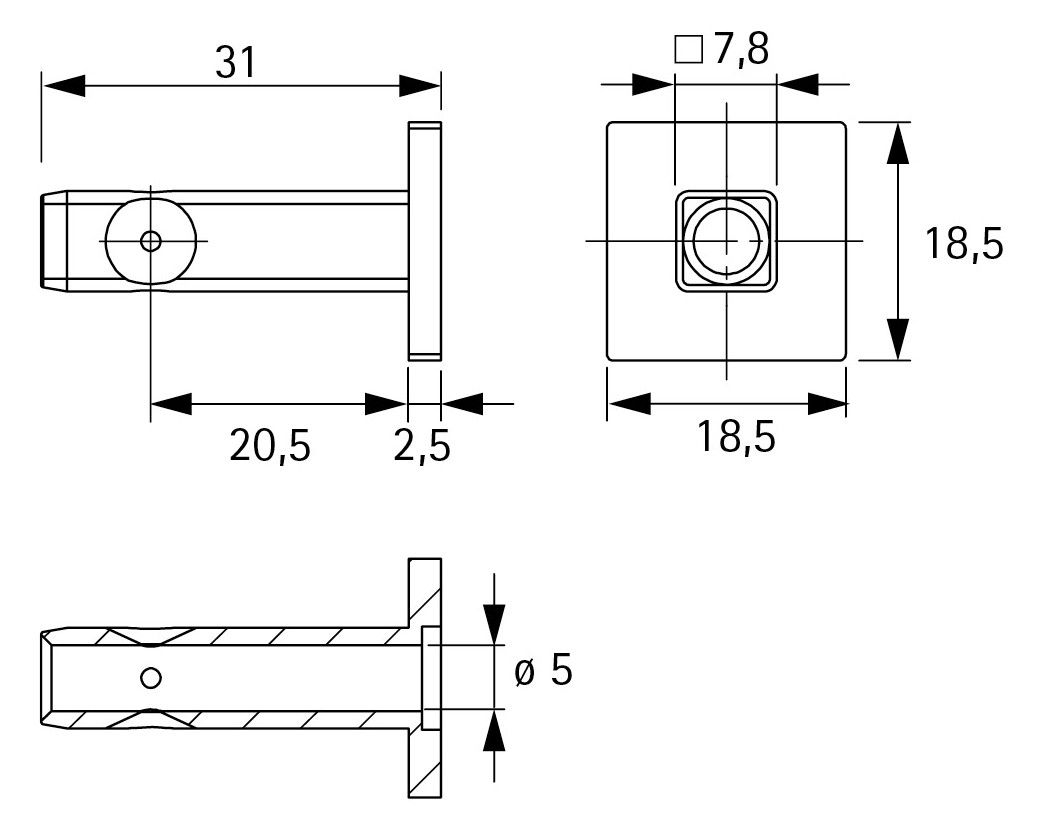 HETTICH CADRO Wand-/ Bodenbefestigung