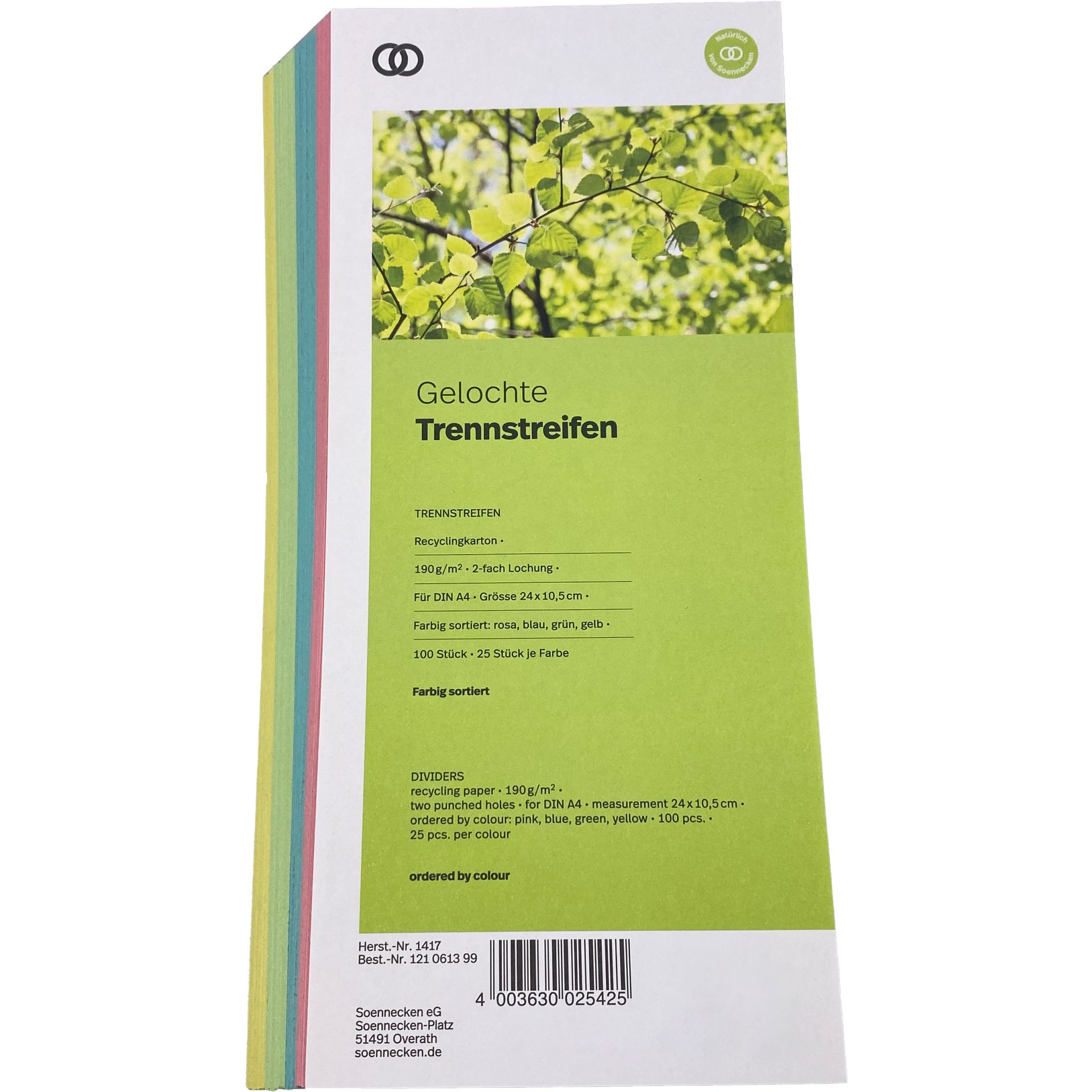 Trennstreifen oeco 10,5x24cm sortiert 100St.