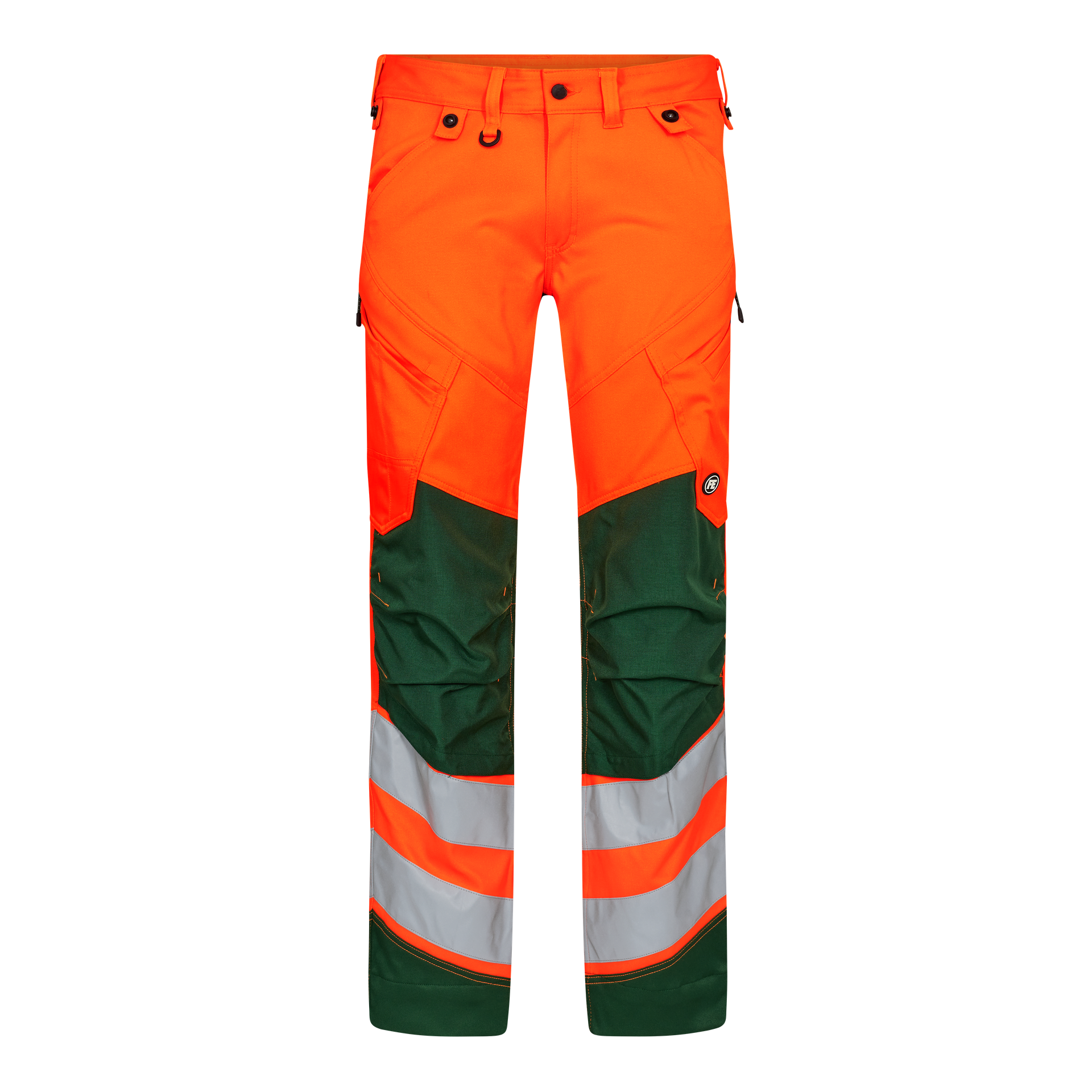 Safety Arbeitshose mit 2-Wege-Stretch Orange/Grün, Gr. 42