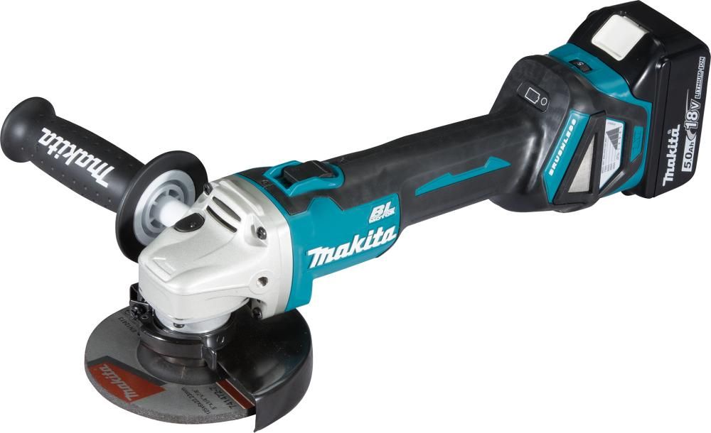 Akku-Winkelschleifer LXT DGA511RTJ Makita 2x18,0V 5,0 Ah Ladegerät DC18RC MAKPAC