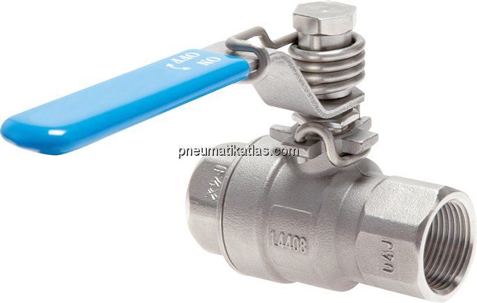 Edelstahl-Kugelhahn, Rp 1/4", -0,9 bis 63bar, federschließend