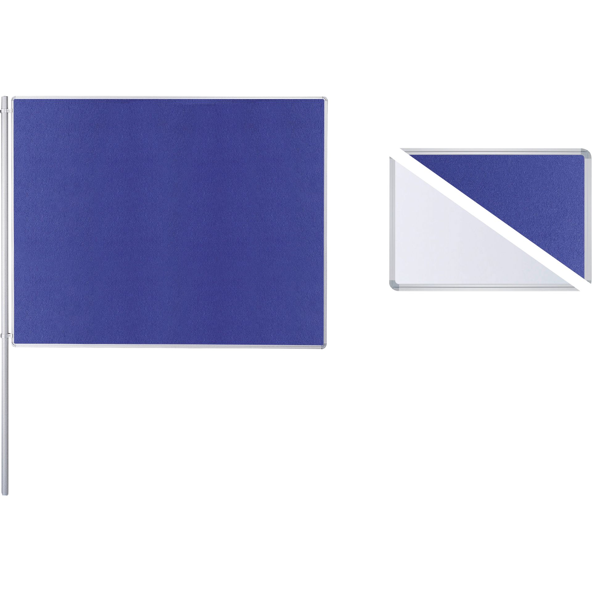 Anbaustellwand 200x120cm Filz/Whiteboard ws/bl