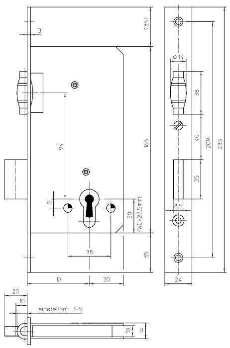 KFV Pendeltürschloss 55 F24 altsilber lack. GE1356