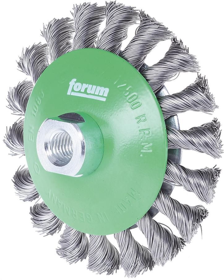 FORUM Kegelbürste rostf. M14 115x0,50mm gezopft