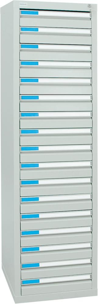 Format Schubladenschrank B1800xT500xH500mm RAL 7035/7035 17 Schubladen 75kg