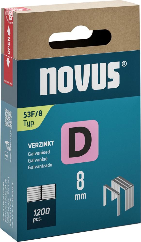Flachdrahtklammer D Typ 53F/8 mm zn Novus VE à 1200 Stück