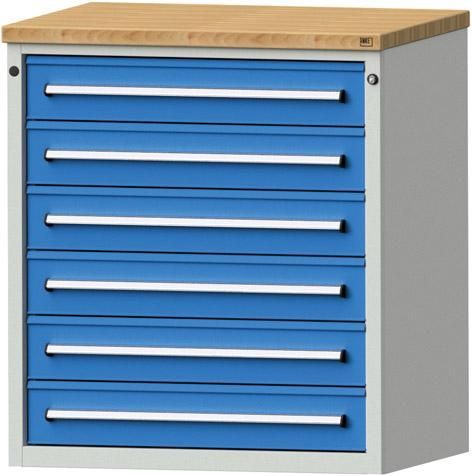 Anke Schubladenschrank B910xT700xH1020mm RAL 7035/5012 6 Schubladen