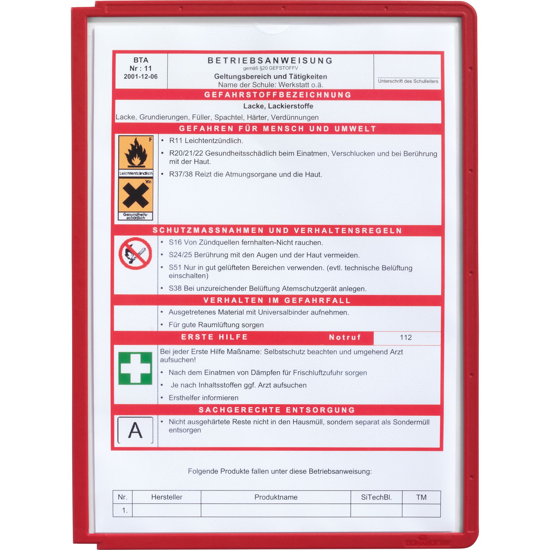 Sichttafel SHERPA Panel DIN A4 PP rot