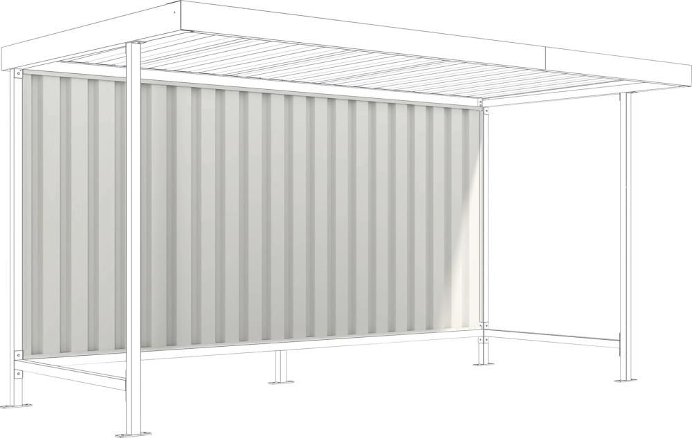 Rückwand aus Trapezblech RAL 9002 grauweiß für Überdachung Mod. Leipzig