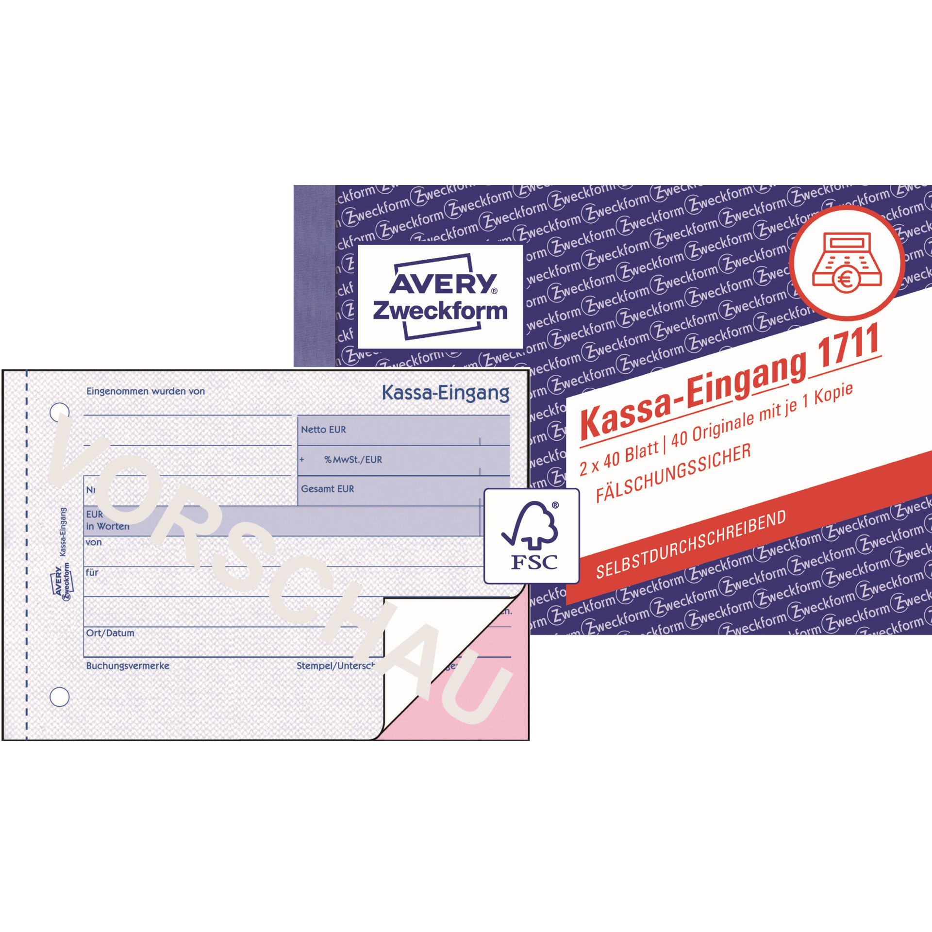 Kassa-Eingangsbuch DIN A6 quer 2fach