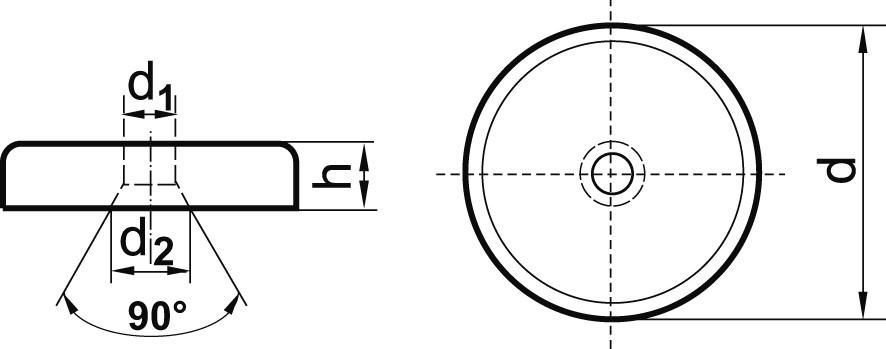 Flachgreifer-Magnet NdFeBmit Bohrung 47x9,2mm FORMAT