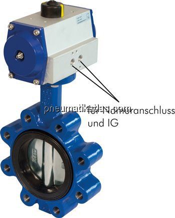 Pneum. Klappe DN200-PN10 (DIN/EN) GGG40/Edelstahl/NBR