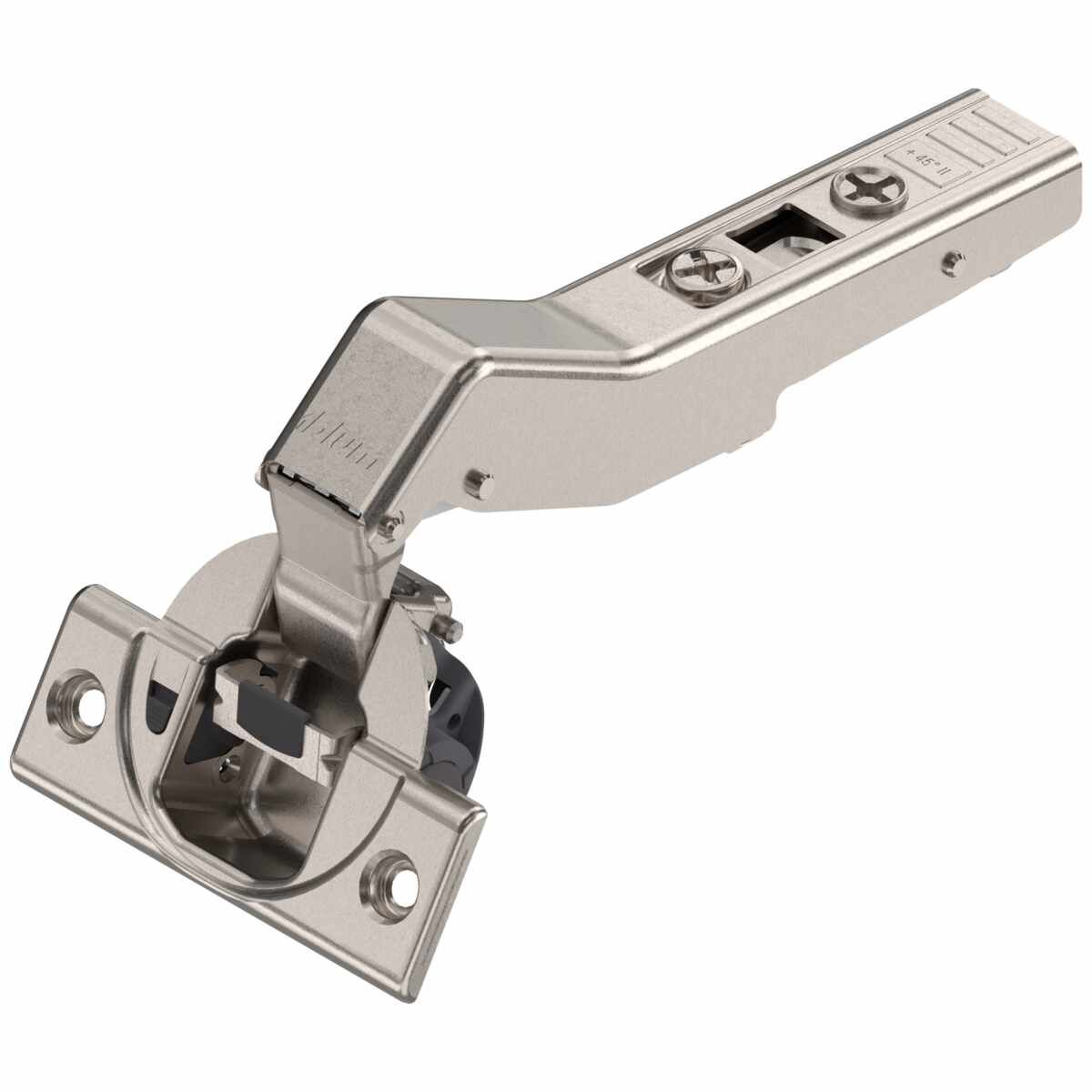 CLIP top BLUMOTION Winkelscharnier 45° II，aufschlagend, Topf: Schrauben, vernickelt
