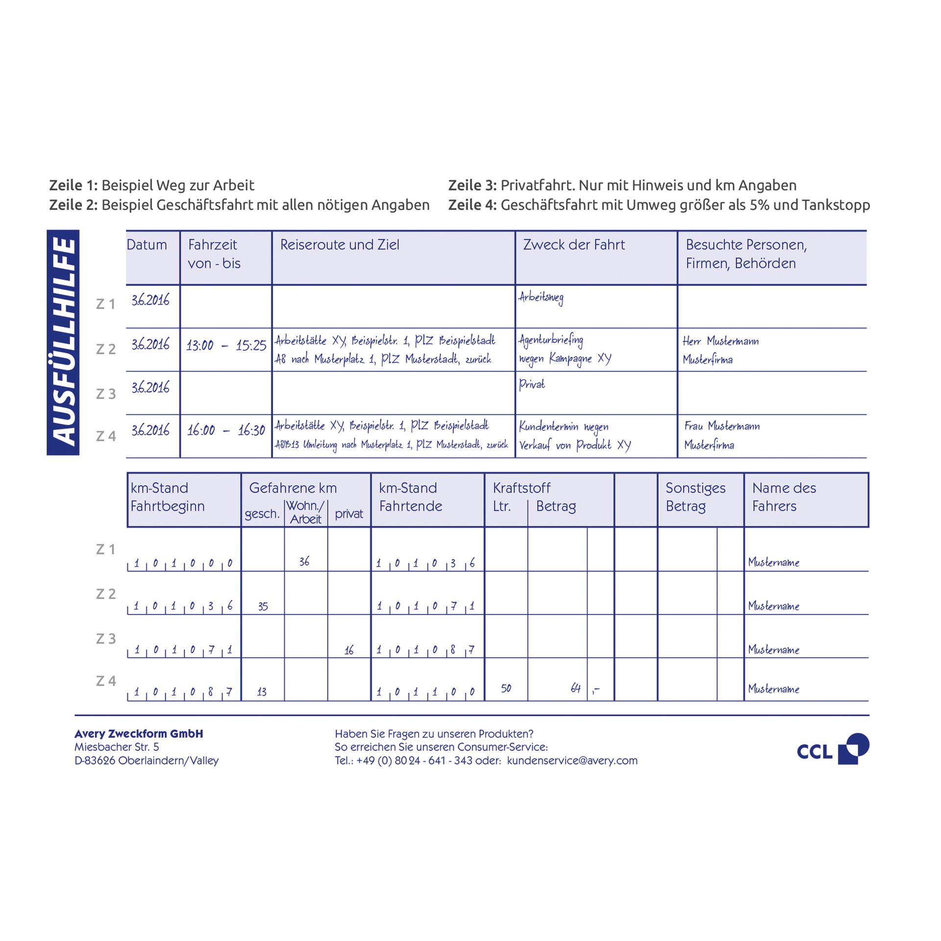 Fahrtenbuch DIN A6 quer 56Blatt
