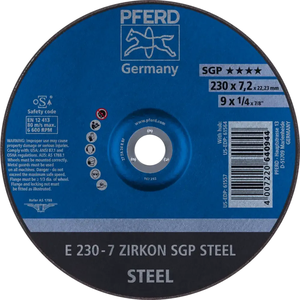 PFERD Schruppscheibe E 230x7,2x22,23mm ZIRKON
