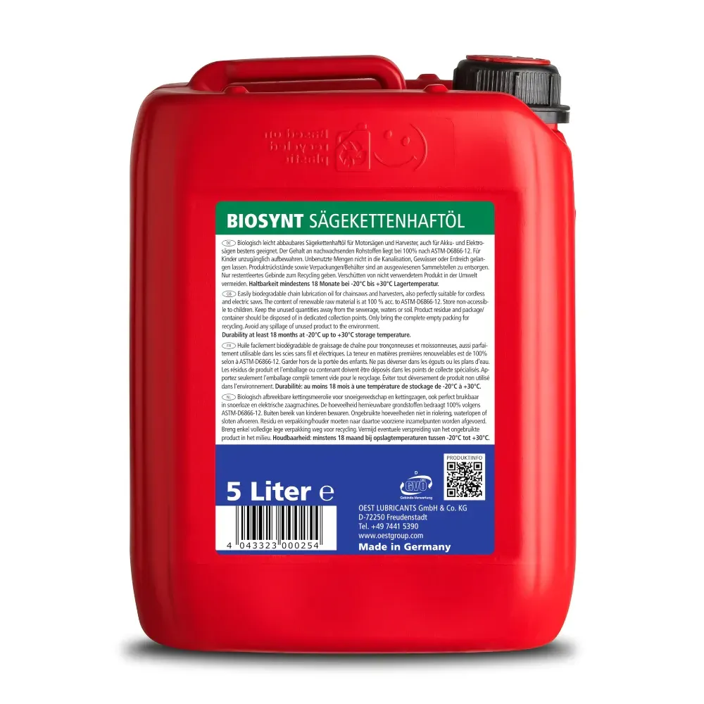 OEST Sägekettenhaftöl BIOSYNT - 5 Liter Gebinde