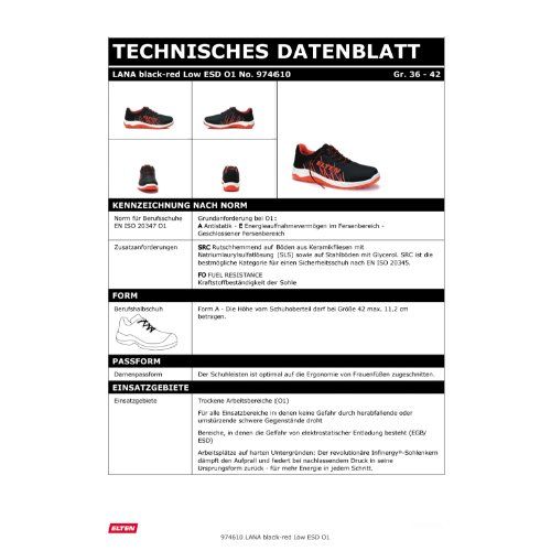 ELTEN LANA Berufshalbschuh O1 ESD, Schwarz, Gr. 40