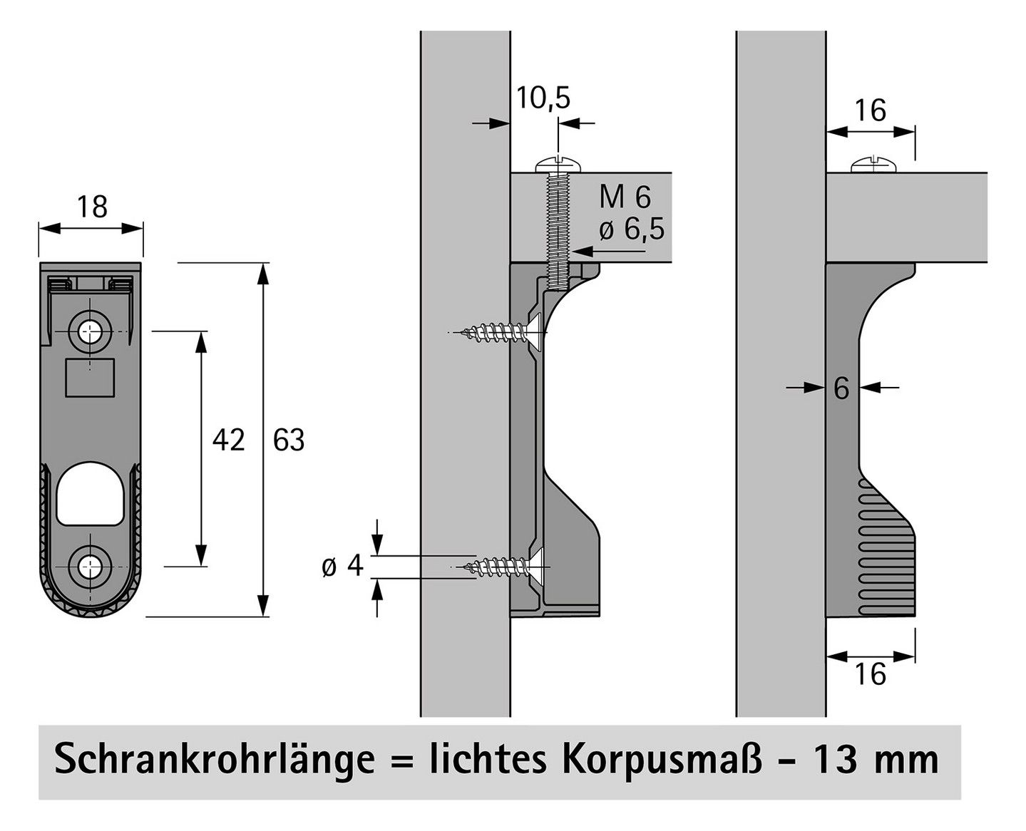 HETTICH Schrankrohrlager vernickelt