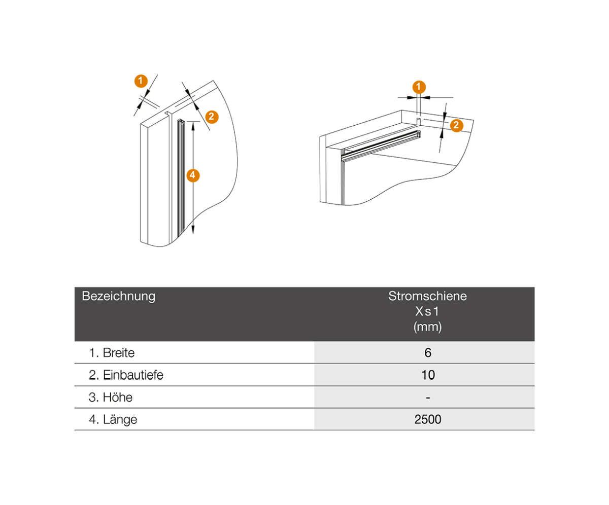 ledlinX Stromschiene Xs1 weiss, L = 2500 mm 6x10 m