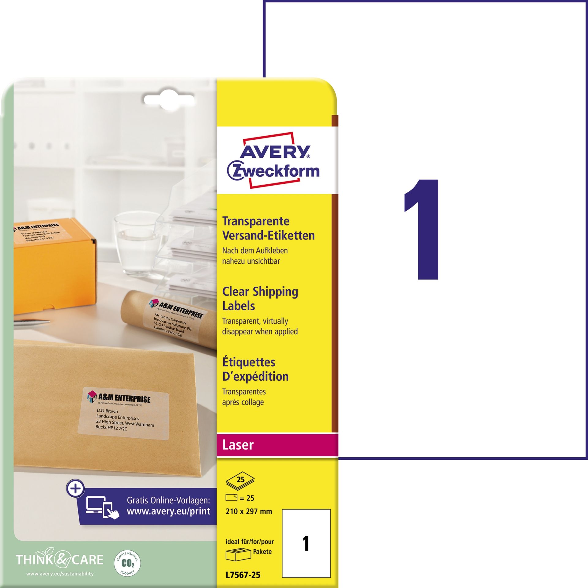 Adressetikett transparent 25 St./Pack.