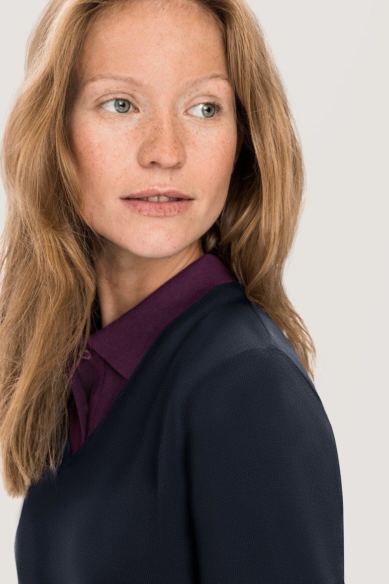 HAKRO Damen V-Pullover Merino-Wolle