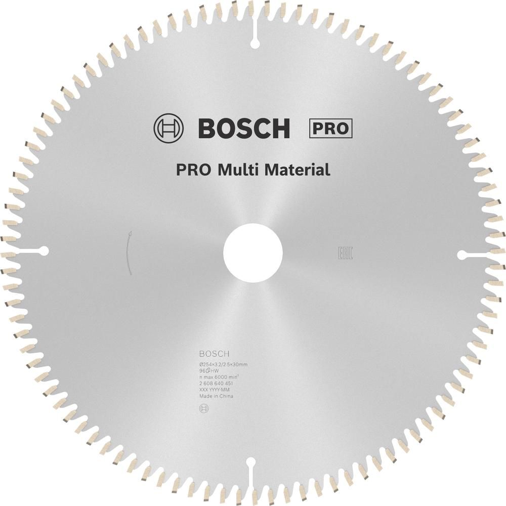HM-Kreissägeblatt 254x3,2/2,5x30 96Z Bosch VE à 1 Stück Multi Mat für Kappsägen