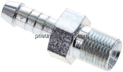Schlauchnippel G 1/8" AG, 5 - 6mm, Stahl verzinkt