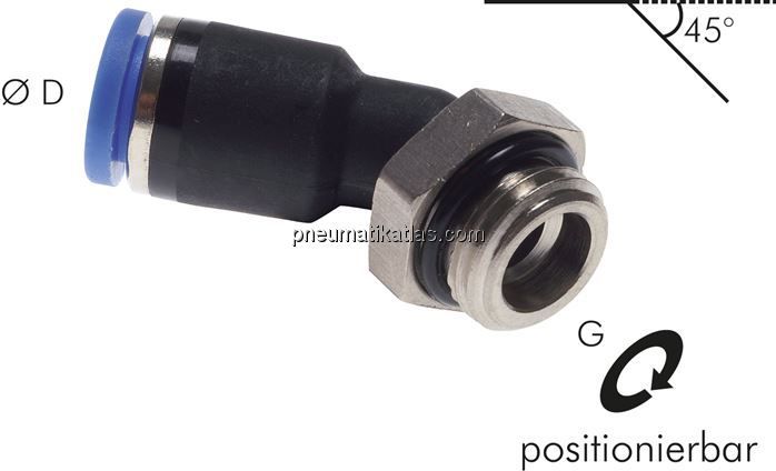 45°-Steckanschluss M 5-4mm, IQS-Standard