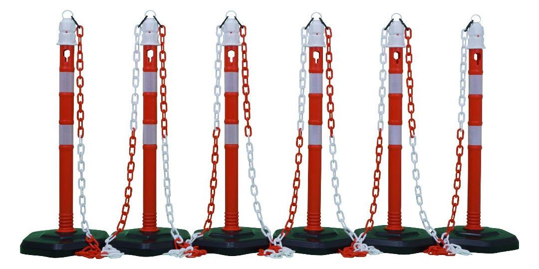Kettenpfostenset: rot/weiß