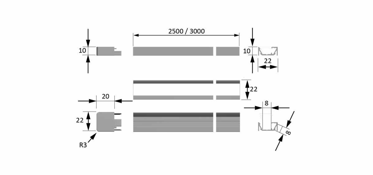 ChannelLine G Alu/Opal, L=3000