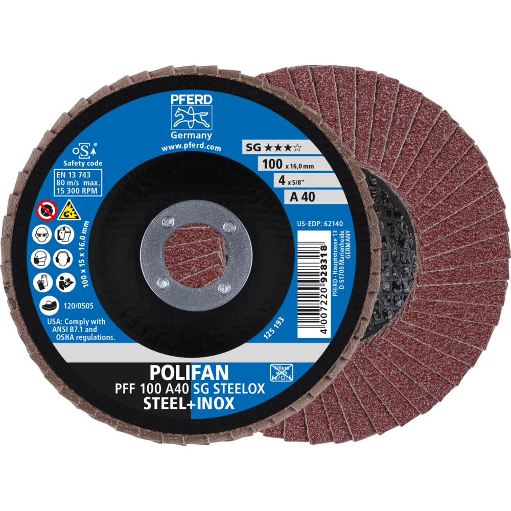 PFERD POLIFAN-Fächerscheiben PFF 100 A 40 SG STEELOX/16,0
