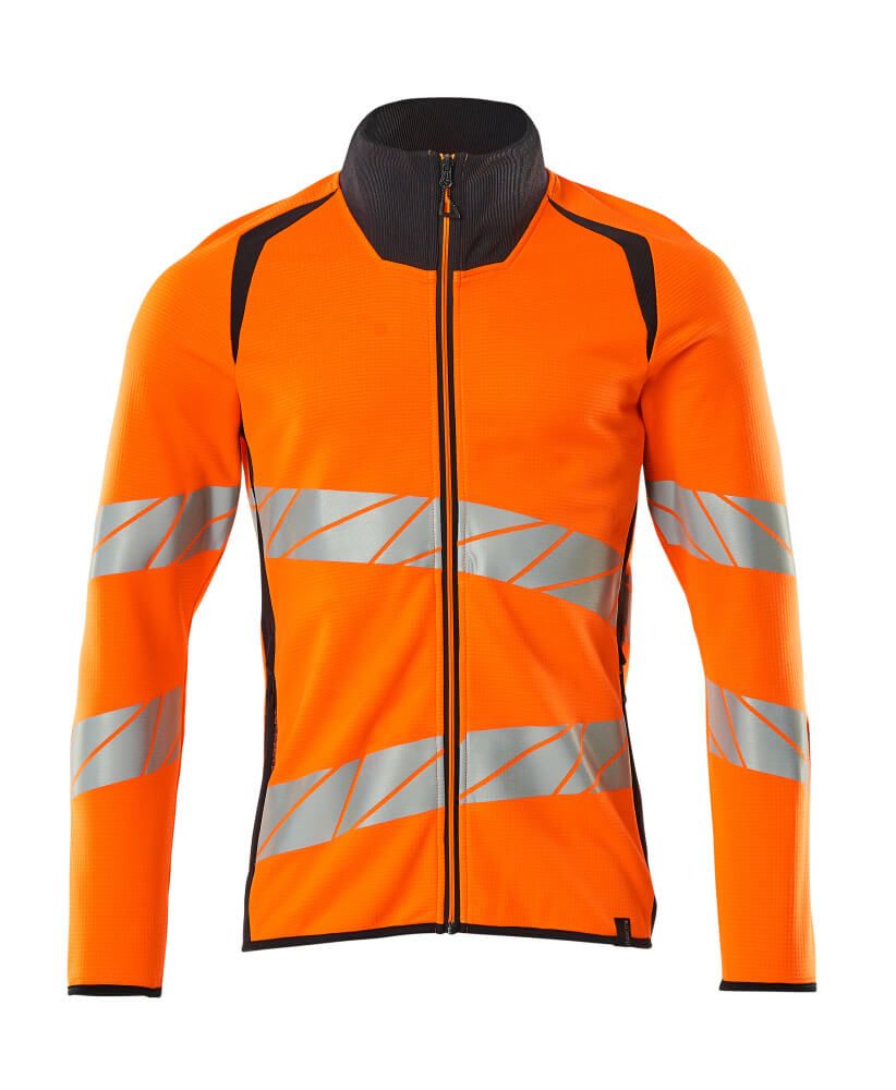 Sweatshirt mit Reißverschluss Hi-vis Orange/Schwarzblau, 2XL
