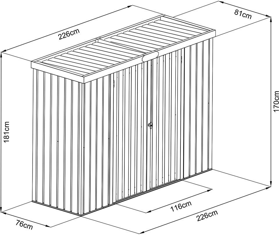 Geräteschrank m.Flachdachinkl. Zubehör226 x 81 x 180 cm
