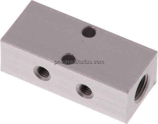 Verteilerleiste 2 x G 1/8"-4 x M 5, Aluminium eloxiert