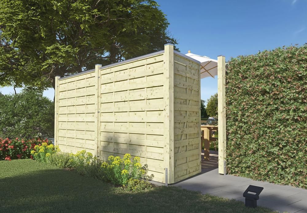 Maxi-Massiv-Zaun 100x150cm Rahmen 45/45mm kdi grün Lamellen geriffelt & geschraubt