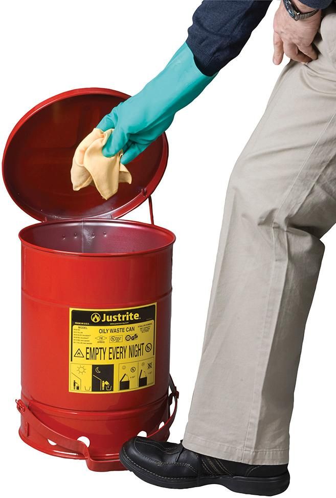 Öl-Entsorgungsbehälter für brennbare Abfälle rot, 23l, mit Fußtritt B302xT403xH302 mm