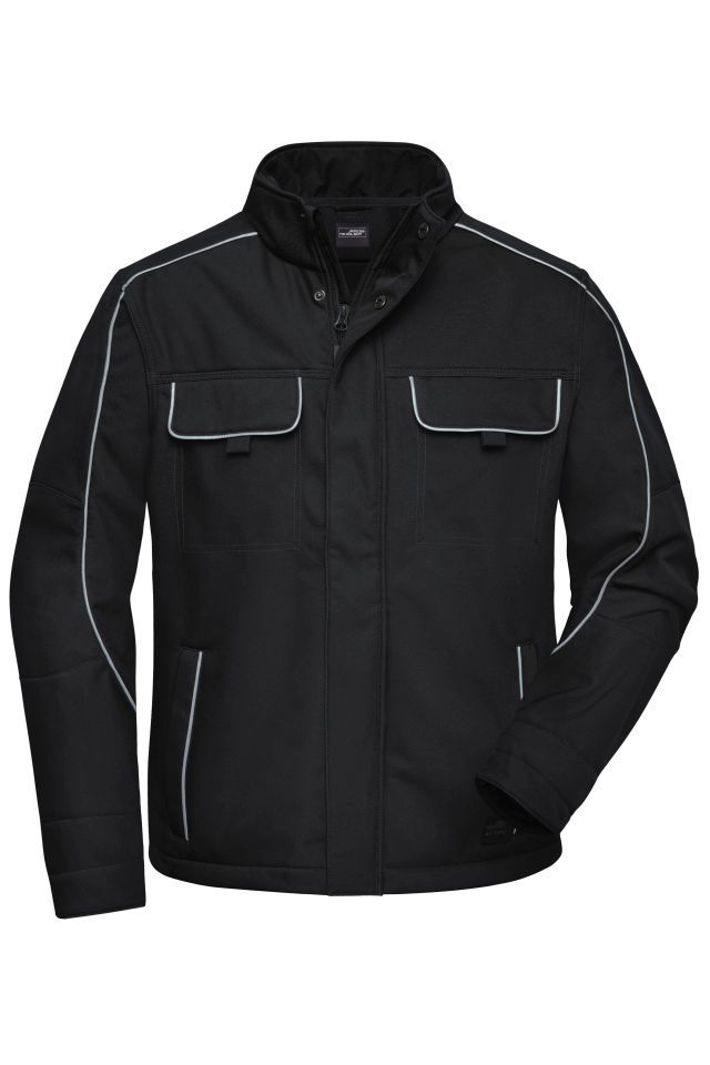 Workwear Softshell Jacket - SOLID - Professionelle Softshelljacke im cleanen Look mit hochwertigen Details schwarz, Gr. XS
