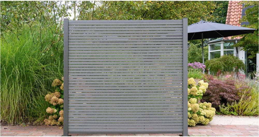 HÖRVIG-Serie ANTHRAZIT 180 x 180 cm SCHIEFERGRAUinkl. Start-& Abschluss BPC-Steckzaun